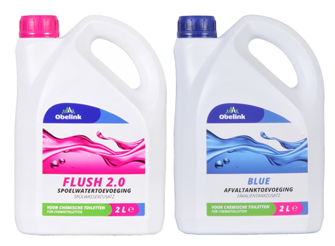 Obelink Blue additif pour réservoir à déchets de toilette et Flush 2.0 additif pour réservoir d'eau de rinçage