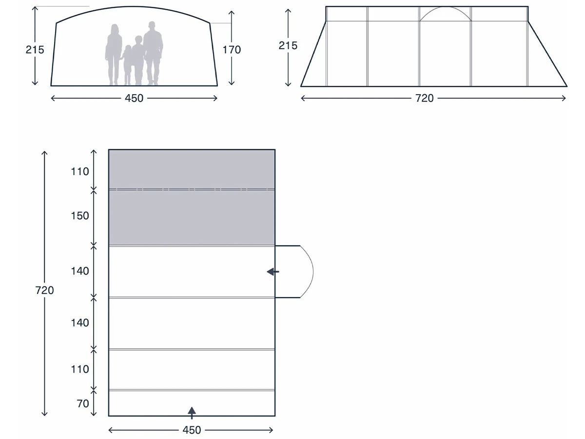 Kampa Seacliffe 6 AIR TC tente tunnel