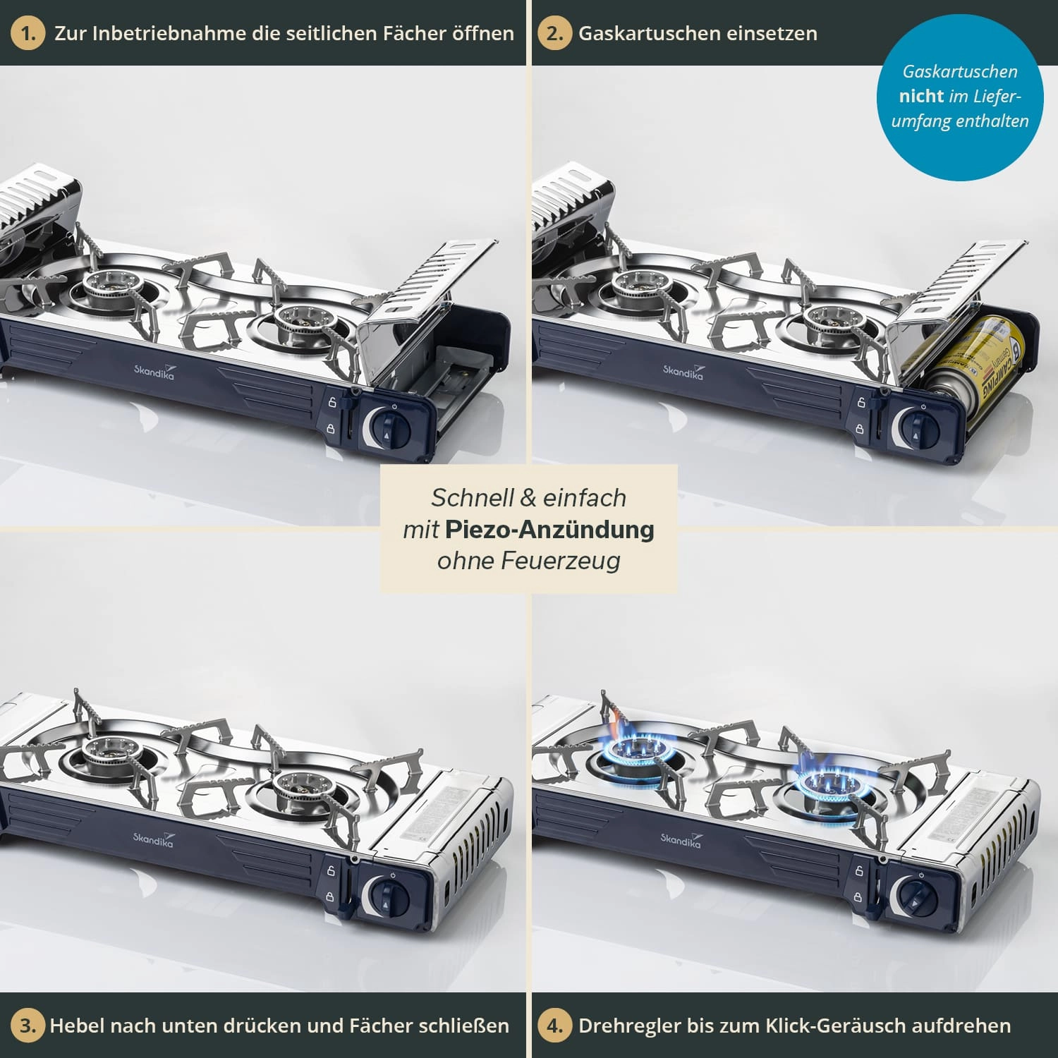 Skandika Brann Réchaud à gaz 2 feux