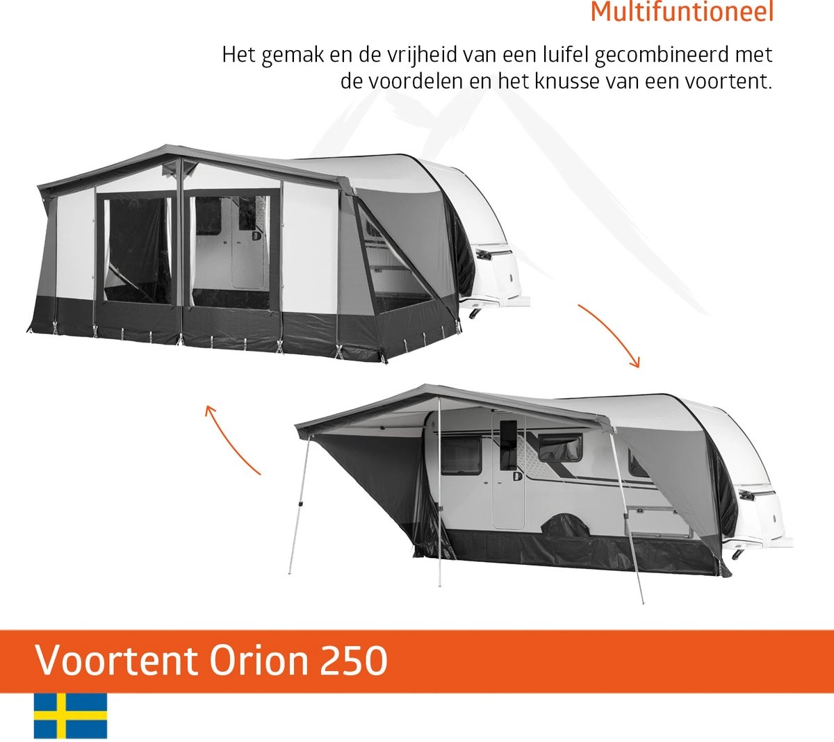 Auvent de camping Orion 250 – Circonférence : 876-900 cm – Gris