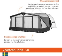 Auvent de camping Orion 250 – Circonférence : 876-900 cm – Gris