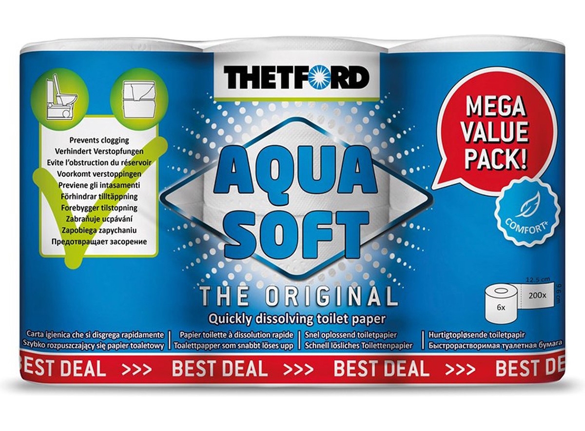 Thetford Aqua Soft Papier toilette – Pack de 6 rouleaux