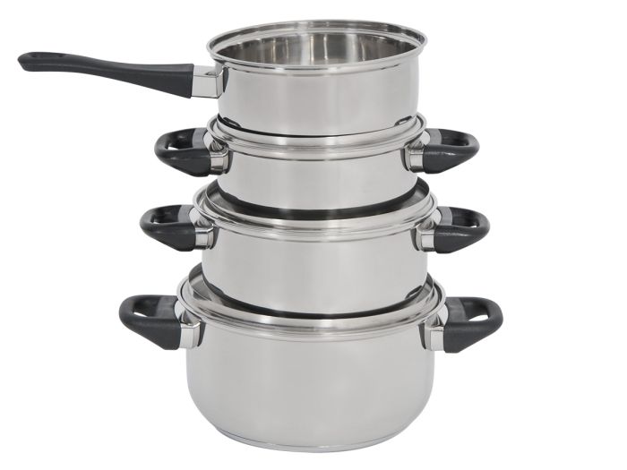 Ensemble De 4 Casseroles Et 1 Poêle En Acier Inoxydable, Compatibles Induction