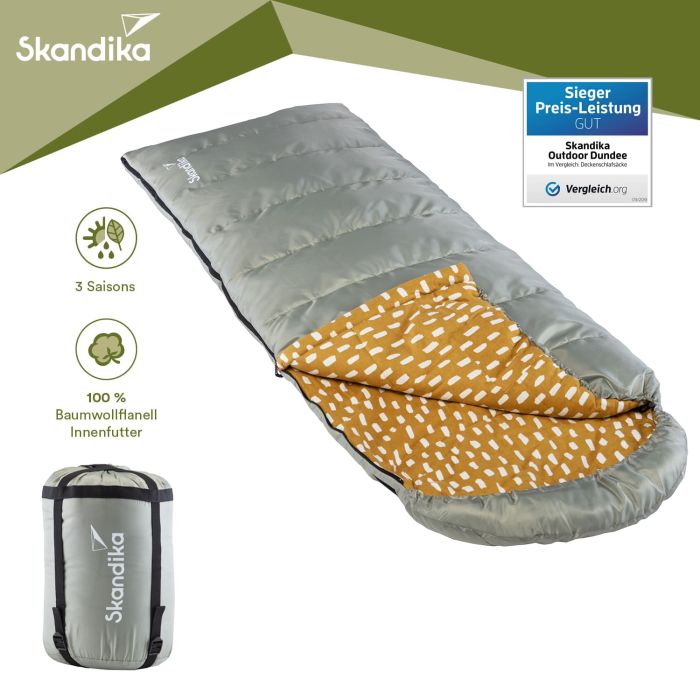 Skandika Dundee sac de couchage zip à droite Gris