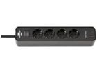Brennerstuhl Multiprise Ecolor avec 2 connexions de charge USB-C - Noir