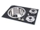 Navy Load combiné plaque de cuisson en verre 2 feux avec évier 60 x 42