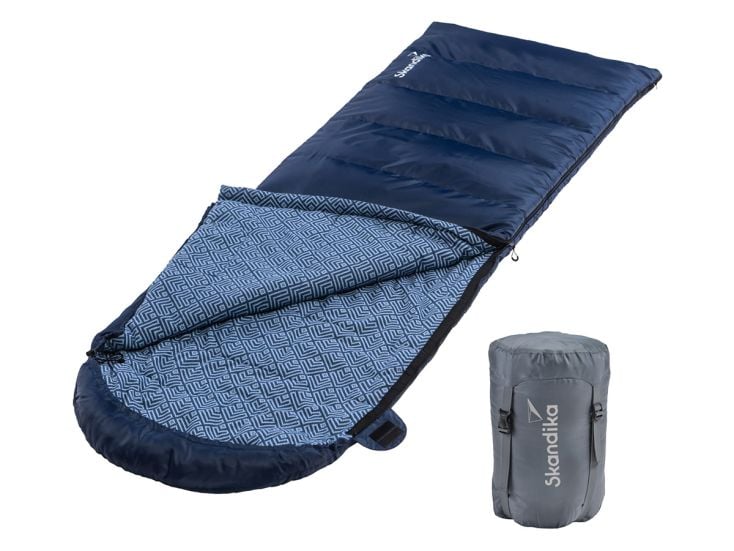 Skandika Dundee sac couchage flanelle bleu droite