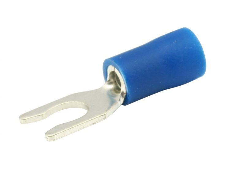 Cosse fourche à sertir 4,3 mm bleu