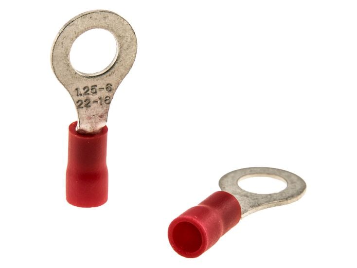 Cosse de câble avec anneau rouge lot de 10 pièces - 6,4 MM