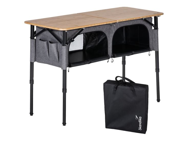 Skandika Tolja table camping avec armoire - 120 x 50 cm