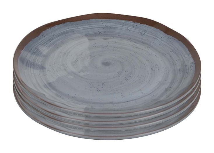 Bo-Camp Assiette plate Halo Mélamine 4 Pièces -  Gris