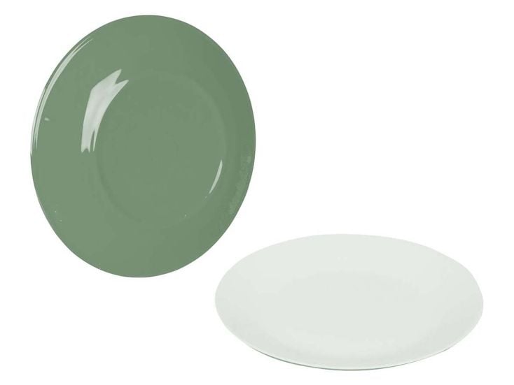 Bo-Camp Assiette petit déjeuner Bicolore Mélamine 4 Pièces - Vert