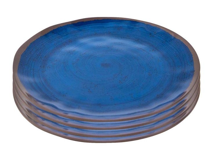 Bo-Camp Assiette petit déjeuner Halo Mélamine 4 Pièces - Bleu