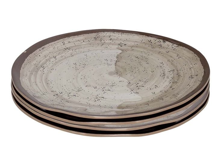 Bo-Camp Assiette petit déjeuner Halo Mélamine 4 Pièces - Beige