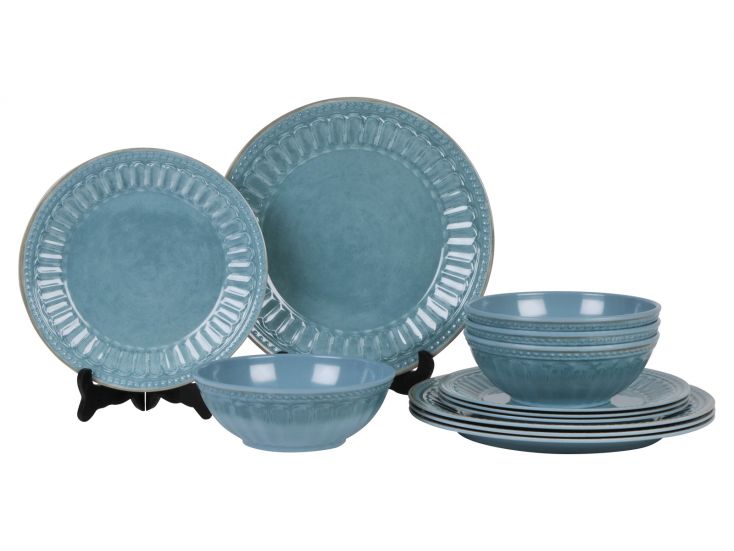 Flamefield vintage blue service vaisselle 12 pièces