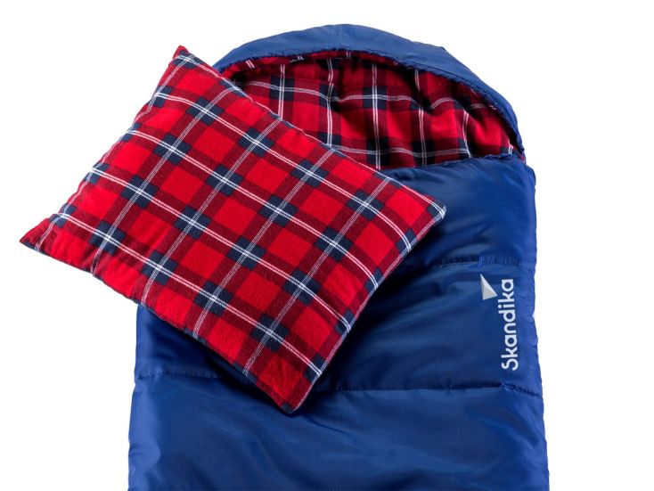 Skandika Dundee Flannel Sac de couchage avec oreiller - Bleu