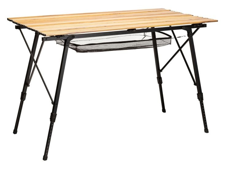 Skandika Jamsa Table aluminium de camping aspect bois