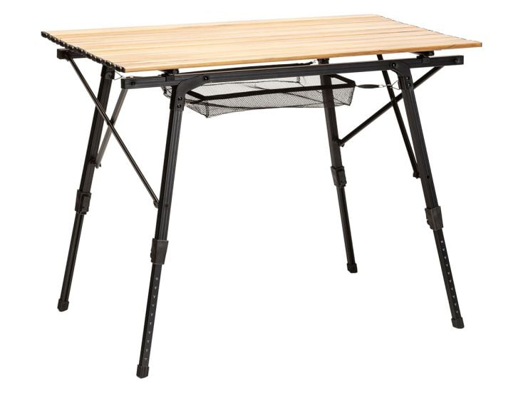 Skandika Pikku Table aluminium de camping aspect bois