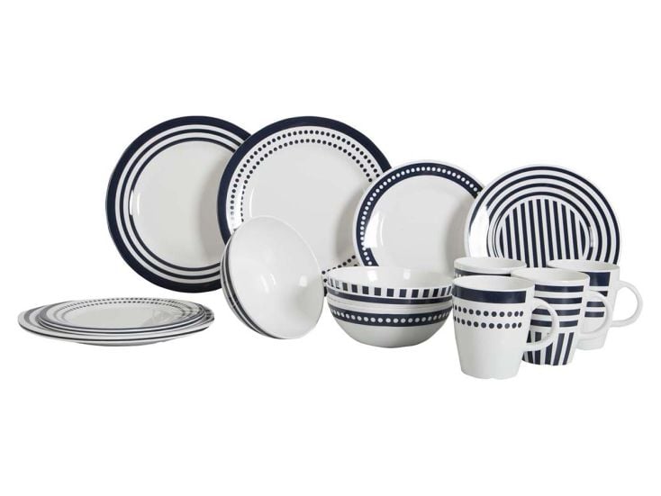 Gimex Marine Line Vaisselle 16 Pièces - Bleu