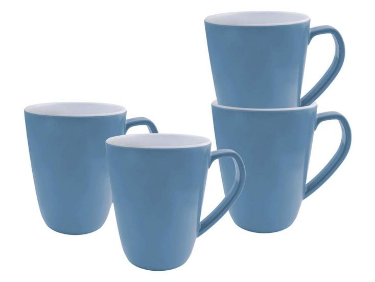 Bo-Camp Mug L Bicolore Mélamine 4 Pièces Bleu
