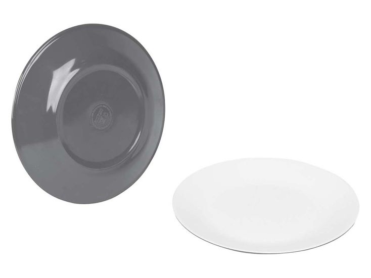 Bo-Camp Assiette petit déjeuner Bicolore 4 Pièces - Gris
