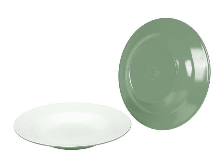 Bo-Camp Assiette creuse Bicolore Mélamine 4 Pièces - Vert