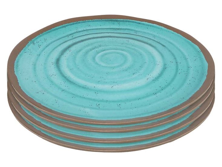 Bo-Camp Assiette plate Halo Mélamine 4 Pièces - Aqua