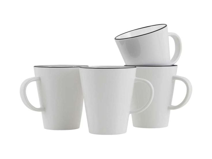 Gimex Linea Line Tasse 350 ml 4 Pièces - Noir