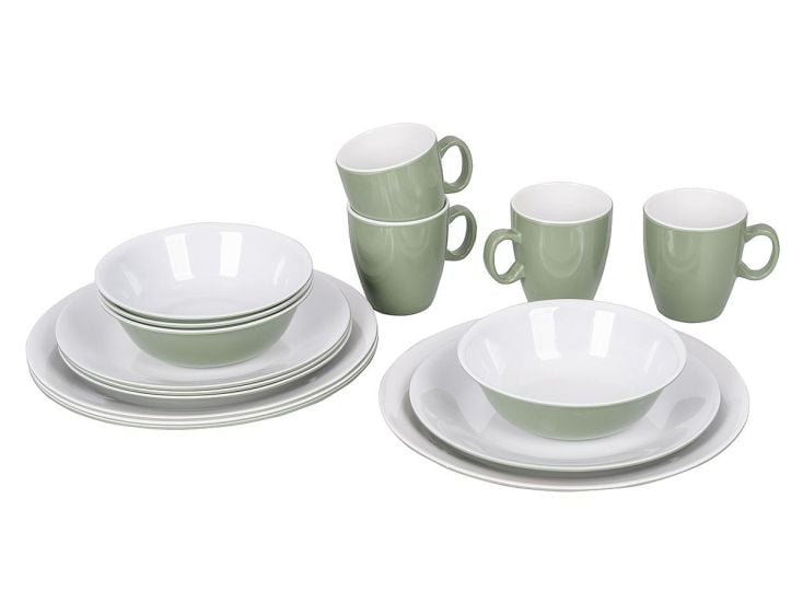 Bo-Camp Two-Tone Vaisselle 16 Pièces - Vert/Blanc