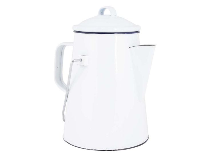 Bo-Camp Bouilloire à thé Émail 1,6 Litres - Blanc/Bleu