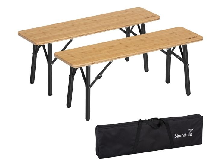 Skandika Tobro Banc pliant en bambou – set de 2