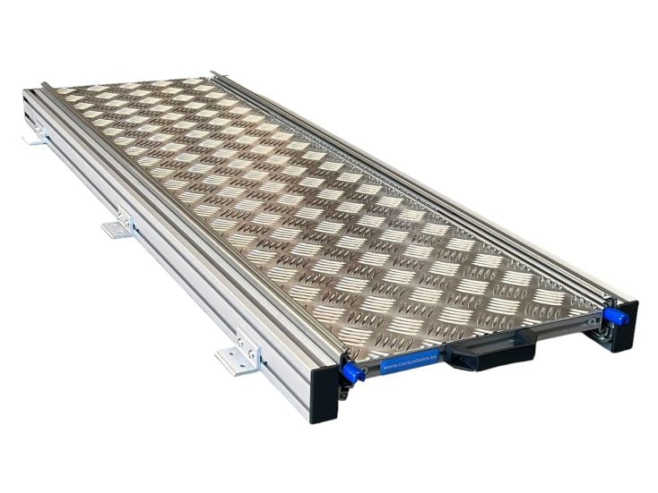 Plateau coulissant alu 120x30 cm avec plaque supérieure larmée