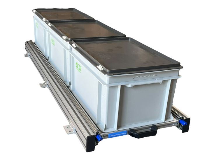 Plateau coulissant alu 120x30 cm 3 bacs avec couvercle