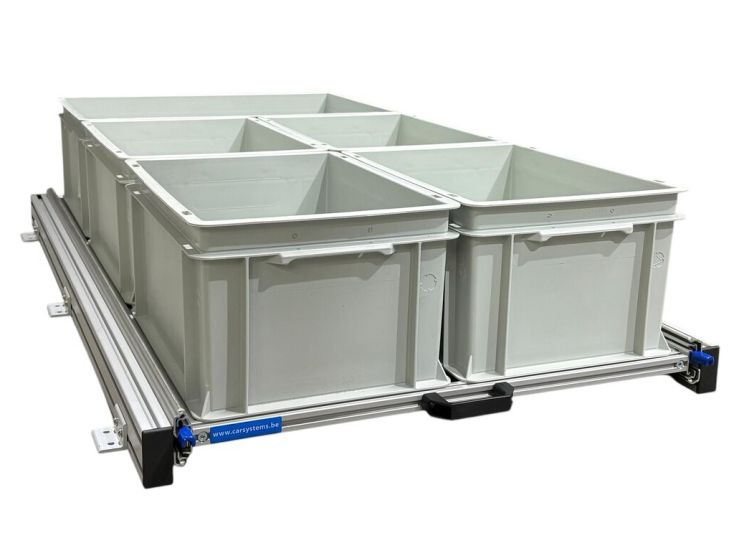 Plateau coulissant  120×60 cm avec 5 bacs ouverts