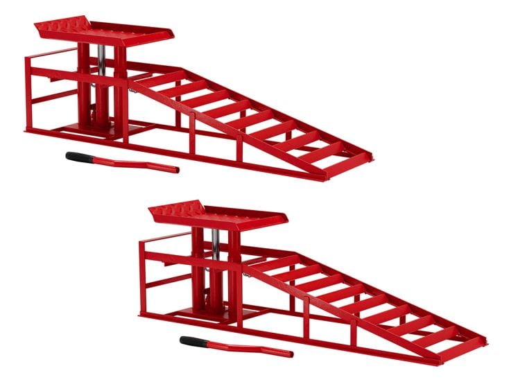 Werkthor Lot de 2 Rampe d’Accès Hydraulique Voiture - Red