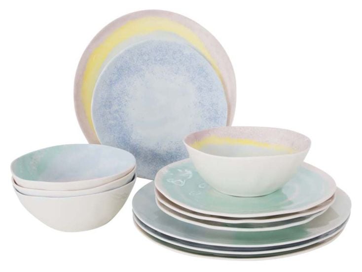 Bo-Camp Pastel Vaisselle Barfleur Mélamine 12 Pièces