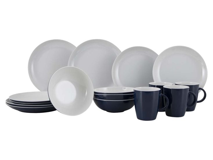Gimex Solid Line Vaisselle 16 Pièces - Bleu/Blanc