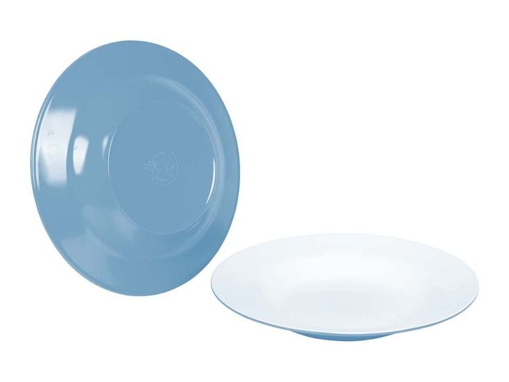 Bo-Camp Two-Tone Assiette creuse Mélamine 4 Pièces - Bleu