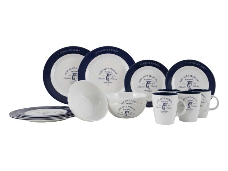 Gimex Marine Line Vaisselle 16 Pièces - Bleu