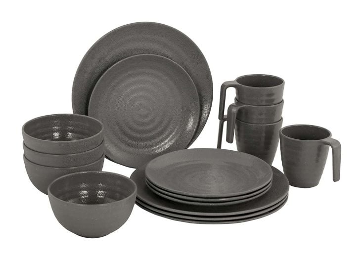 Bo-Camp Stone Vaisselle 16 Pièces - Gris