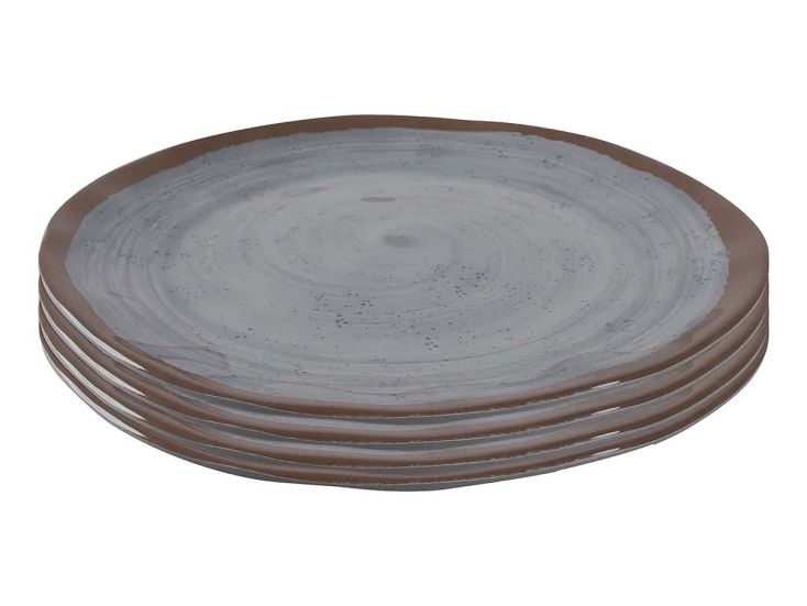 Bo-Camp Assiette petit déjeuner Halo Mélamine 4 Pièces - Gris