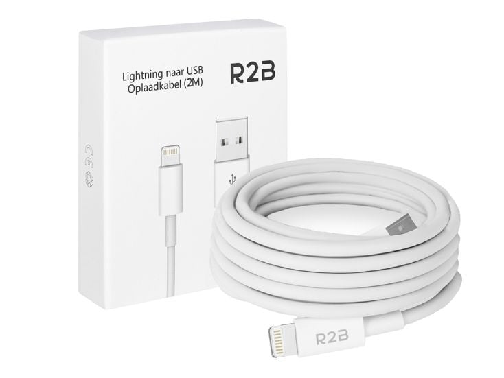 R2B Câble USB‑A vers Lightning Blanc 2 mètre