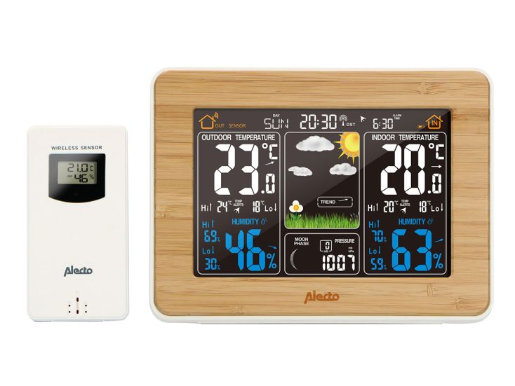 Alecto WS-1560 Staion météo - Blanc,Bambou