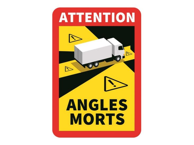 Autocollant magnétique « Attention angles morts »