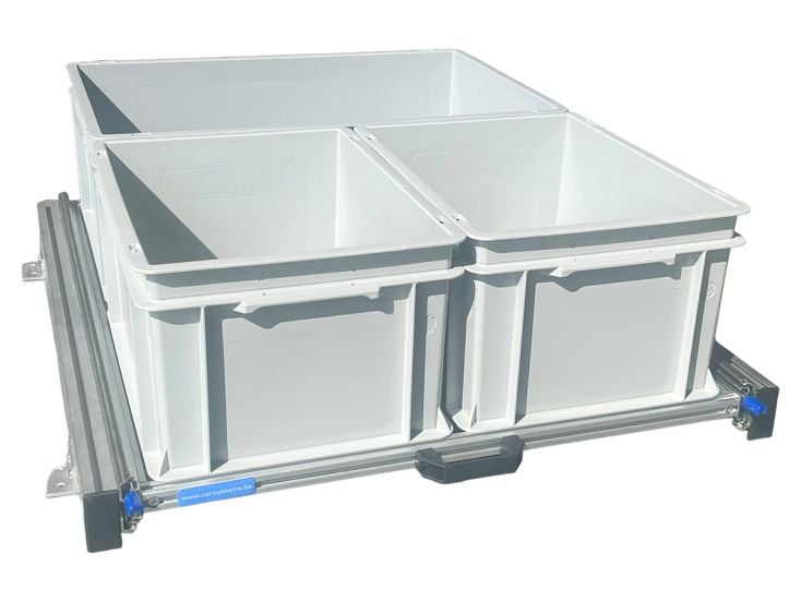 Plateau coulissant alu 80x60 cm 3 bacs ouverts pour camping-car