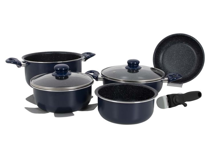 Gimex Ensemble batterie de cuisine Induction 8 Pièces Bleu