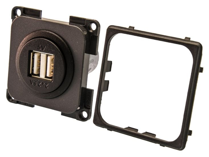 Prise USB double grise BBA