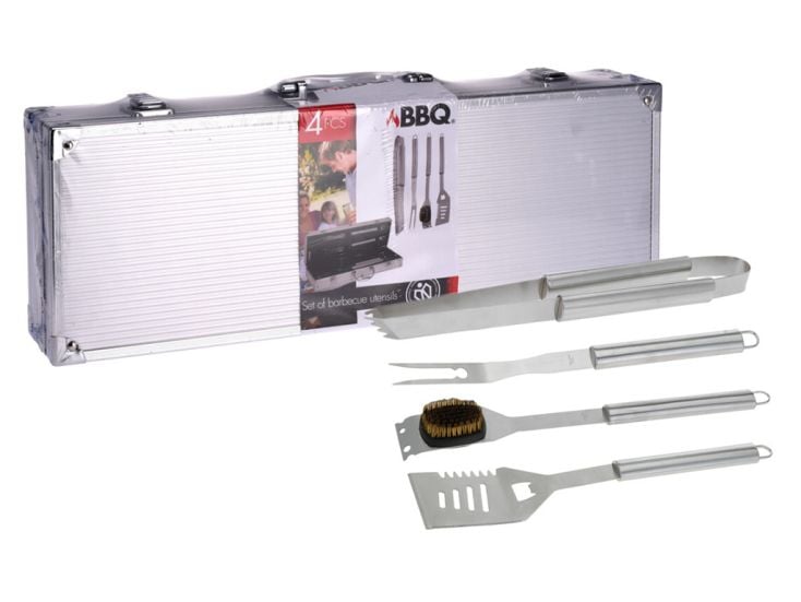 Ensemble d'outils BBQ 4 pièces dans un étui
