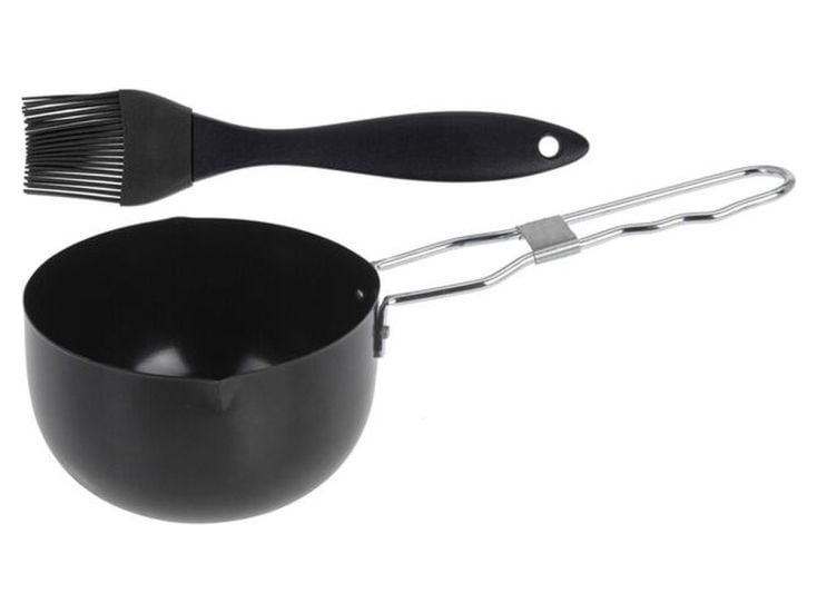Casserole à sauce barbecue en inox avec brosse