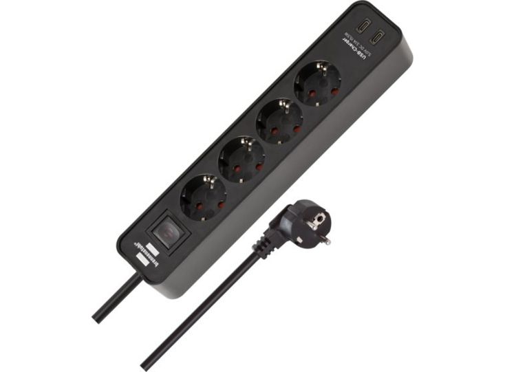 Brennerstuhl Multiprise Ecolor avec 2 connexions de charge USB-C - Noir